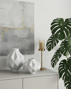 Moderna Collection Diamora Ceramic Vase Handmade White Set of Two - Deart İstanbul