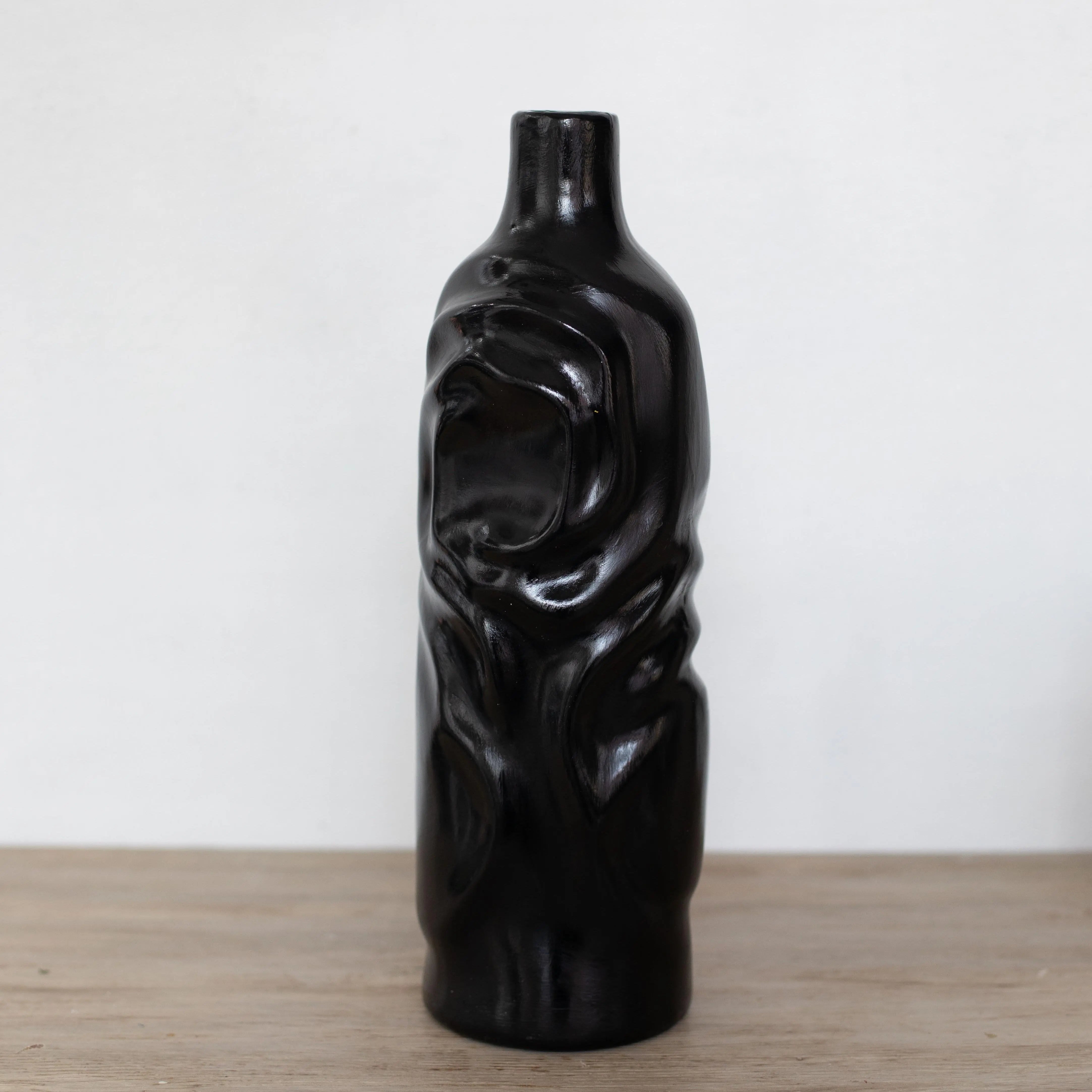 Moderna Rosewave Sculptural Vase Collection Handmade Ceramic Deep Black Soft Cream Moderna Collection