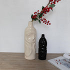 Moderna Rosewave Sculptural Vase Collection Handmade Ceramic Deep Black Soft Cream Moderna Collection