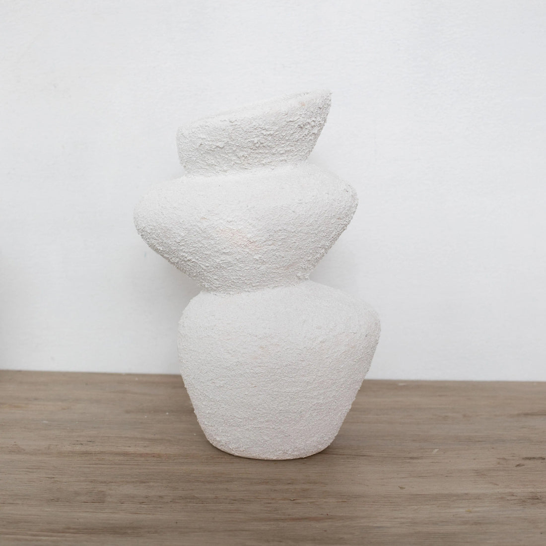 Moderna Stone Cascade Handmade Sculptural Vase Textured White Ceramic Moderna Collection