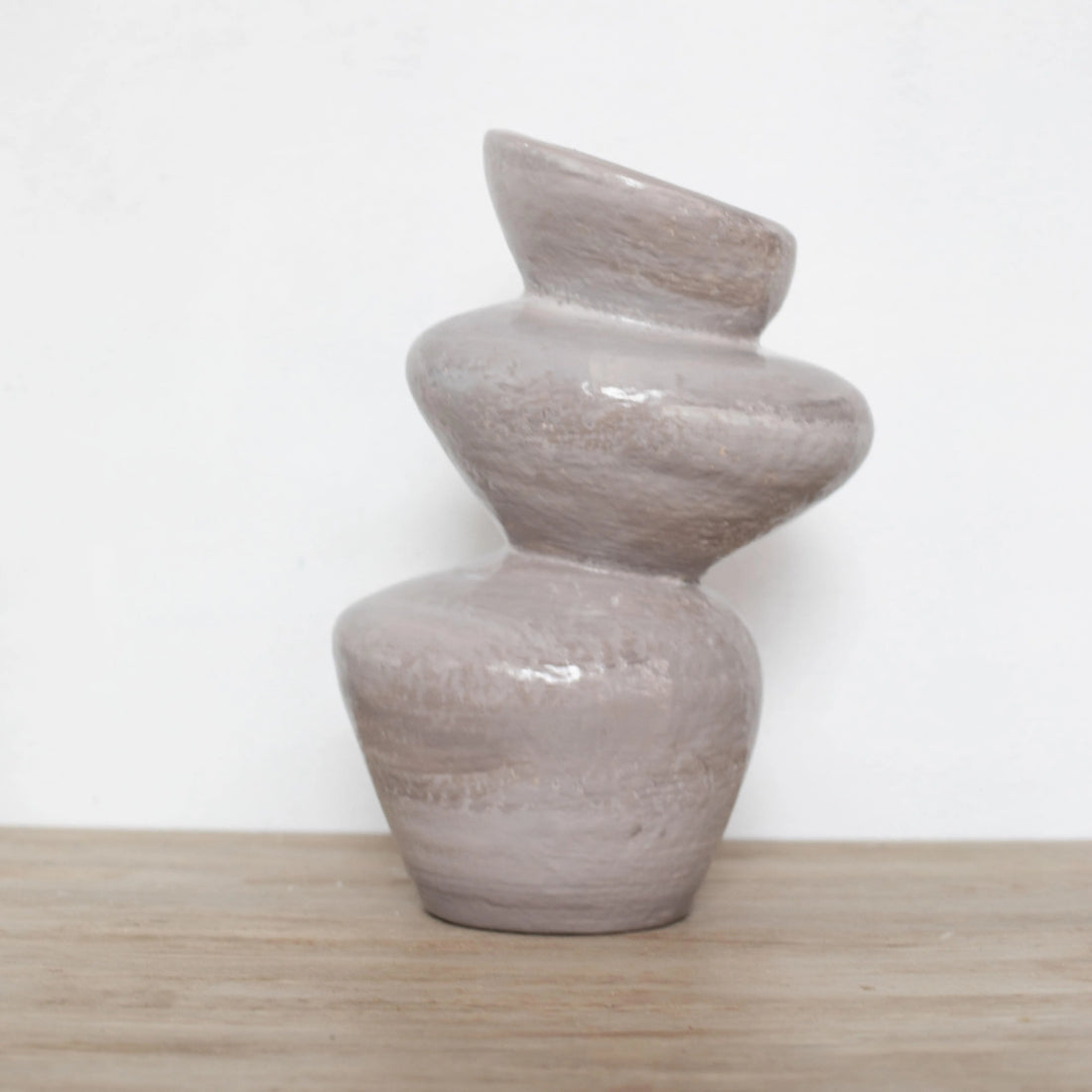Moderna Stone Glaze Cascade Handmade Sculptural Vase Stone Tone Ceramic Moderna Collection
