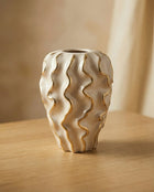 Moderna Volante Grande Handmade Gilded Wave Vase Cream Ceramic Moderna Collection