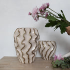 Moderna Volante Grande Handmade Gilded Wave Vase Cream Ceramic Moderna Collection