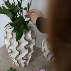 Moderna Volante Grande Handmade Gilded Wave Vase Cream Ceramic Moderna Collection