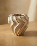 Moderna Volante Petite Handmade Gilded Wave Vase Cream Ceramic Moderna Collection