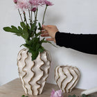 Moderna Volante Petite Handmade Gilded Wave Vase Cream Ceramic Moderna Collection