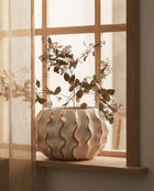 Moderna Volante Orb Handmade Gilded Wave Vase Cream Ceramic Moderna Collection