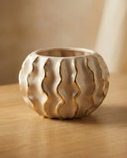 Moderna Volante Orb Handmade Gilded Wave Vase Cream Ceramic Moderna Collection