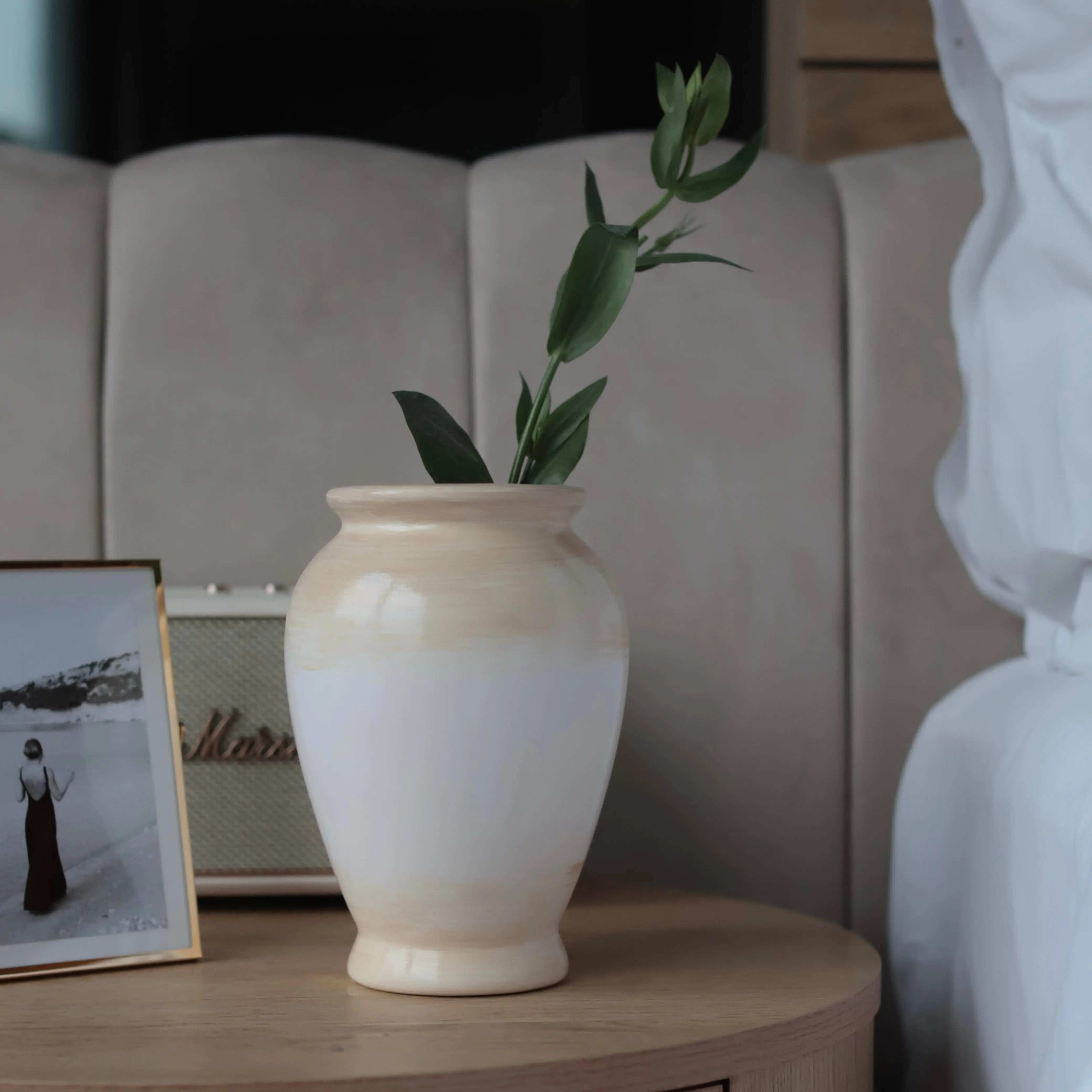 Nordic Collection Elaria Cream and Terracotta Handmade Ceramic Elegant Vase Nordic Collection