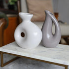 Nordic Collection Mini Sculptural Vase Duo Cream and Soft Grey Handmade Ceramic Nordic Collection