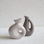 Nordic Collection Mini Sculptural Vase Duo Cream and Soft Grey Handmade Ceramic Nordic Collection