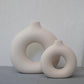 Nordic Koleksiyon Textured Ring Ceramic Vase Set of 2 Cream 27.5cm Nordic Collection