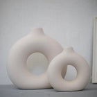 Nordic Koleksiyon Textured Ring Ceramic Vase Set of 2 Cream 27.5cm Nordic Collection