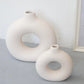Nordic Koleksiyon Textured Ring Ceramic Vase Set of 2 Cream 27.5cm Nordic Collection
