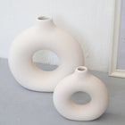 Nordic Koleksiyon Textured Ring Ceramic Vase Set of 2 Cream 27.5cm Nordic Collection