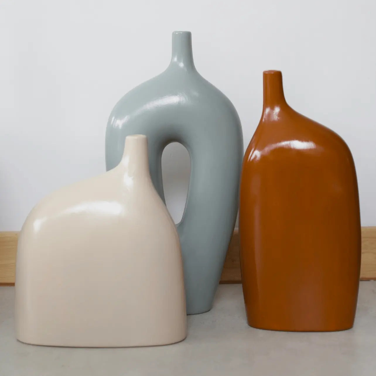 Nordic Collection Salvoria Gray Sage Handmade Ceramic Hollow Vase Nordic Collection
