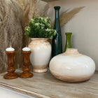 Nordic Collection Terra Essence Cream Terracotta Handmade Ceramic Flat Vase Nordic Collection