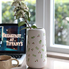 Cherry Meadow Small Hand Painted Ceramic Vase Cream White Spring Decor Dea'rt İstanbul