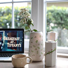 Cherry Meadow Small Hand Painted Ceramic Vase Cream White Spring Decor Dea'rt İstanbul