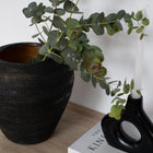 Sapphire Midnight Ember Handmade Matte Black Ceramic Vase with Gold Texture Modern Decor Dea'rt İstanbul