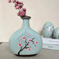 Sakura Petal Poem Hand-Painted Ceramic Vase in Misty Green Dea'rt İstanbul