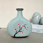 Sakura Petal Poem Hand-Painted Ceramic Vase in Misty Green Dea'rt İstanbul