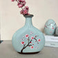 Sakura Petal Poem Hand-Painted Ceramic Vase in Misty Green Dea'rt İstanbul