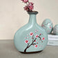 Sakura Petal Poem Hand-Painted Ceramic Vase in Misty Green Dea'rt İstanbul
