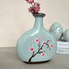 Sakura Petal Poem Hand-Painted Ceramic Vase in Misty Green Dea'rt İstanbul