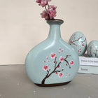 Sakura Petal Poem Hand-Painted Ceramic Vase in Misty Green Dea'rt İstanbul