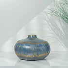 Semavi Collection Azure Halo Handmade Low Profile Decorative Vase Grey Blue Gold Ceramic Semavi Collection