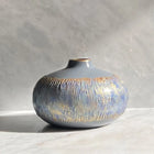 Semavi Collection Azure Halo Handmade Low Profile Decorative Vase Grey Blue Gold Ceramic Semavi Collection