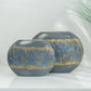 Semavi Collection Azure Horizon Handmade Slim Sculptural Vase Duo Set Grey Blue Gold Ceramic Semavi Collection