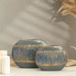 Semavi Collection Azure Horizon Handmade Slim Sculptural Vase Duo Set Grey Blue Gold Ceramic Semavi Collection