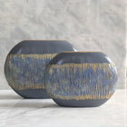 Semavi Collection Azure Horizon Handmade Slim Sculptural Vase Duo Set Grey Blue Gold Ceramic Semavi Collection