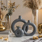 Semavi Collection Golden Halo Handmade Ring Vase Trio Set Grey Ceramic Semavi Collection