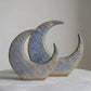 Semavi Collection Moon Crescent Handmade Dual Sculpture Set Grey Deep Sky Blue Gold Ceramic Semavi Collection