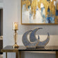 Semavi Collection Moon Crescent Handmade Dual Sculpture Set Grey Deep Sky Blue Gold Ceramic Semavi Collection