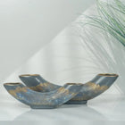 Semavi Collection Crescent Tide Handmade Half Moon Dual Vase Set Grey Blue Gold Ceramic Semavi Collection