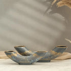 Semavi Collection Crescent Tide Handmade Half Moon Dual Vase Set Grey Blue Gold Ceramic Semavi Collection