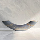 Semavi Collection Crescent Tide Handmade Half Moon Dual Vase Set Grey Blue Gold Ceramic Semavi Collection