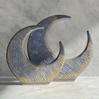 Semavi Collection Moon Crescent Handmade Dual Sculpture Set Grey Deep Sky Blue Gold Ceramic Semavi Collection