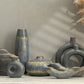 Semavi Collection Moon Crescent Handmade Dual Sculpture Set Grey Deep Sky Blue Gold Ceramic Semavi Collection