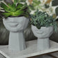 Sculptural Face Planter Black White Grey Decorative Polyester Succulent and Flower Pot Dea'rt İstanbul