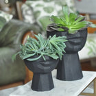 Sculptural Face Planter Black White Grey Decorative Polyester Succulent and Flower Pot Dea'rt İstanbul