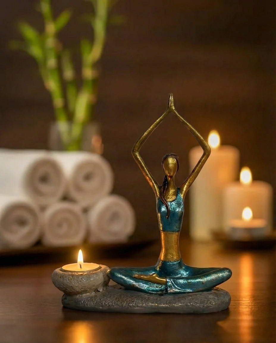 Boğaz Çakra Yogacı Kız Mumluk El Yapımı Polyester Mavi 22 cm Dea'rt İstanbul