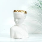 Victoria Laurel Muse Handmade Ceramic Bust Vase Matte White Gold Laurel Dea'rt İstanbul