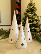 Conical Tree Ceramic Candle Holder Handmade Multicolour 24cm Dea'rt İstanbul