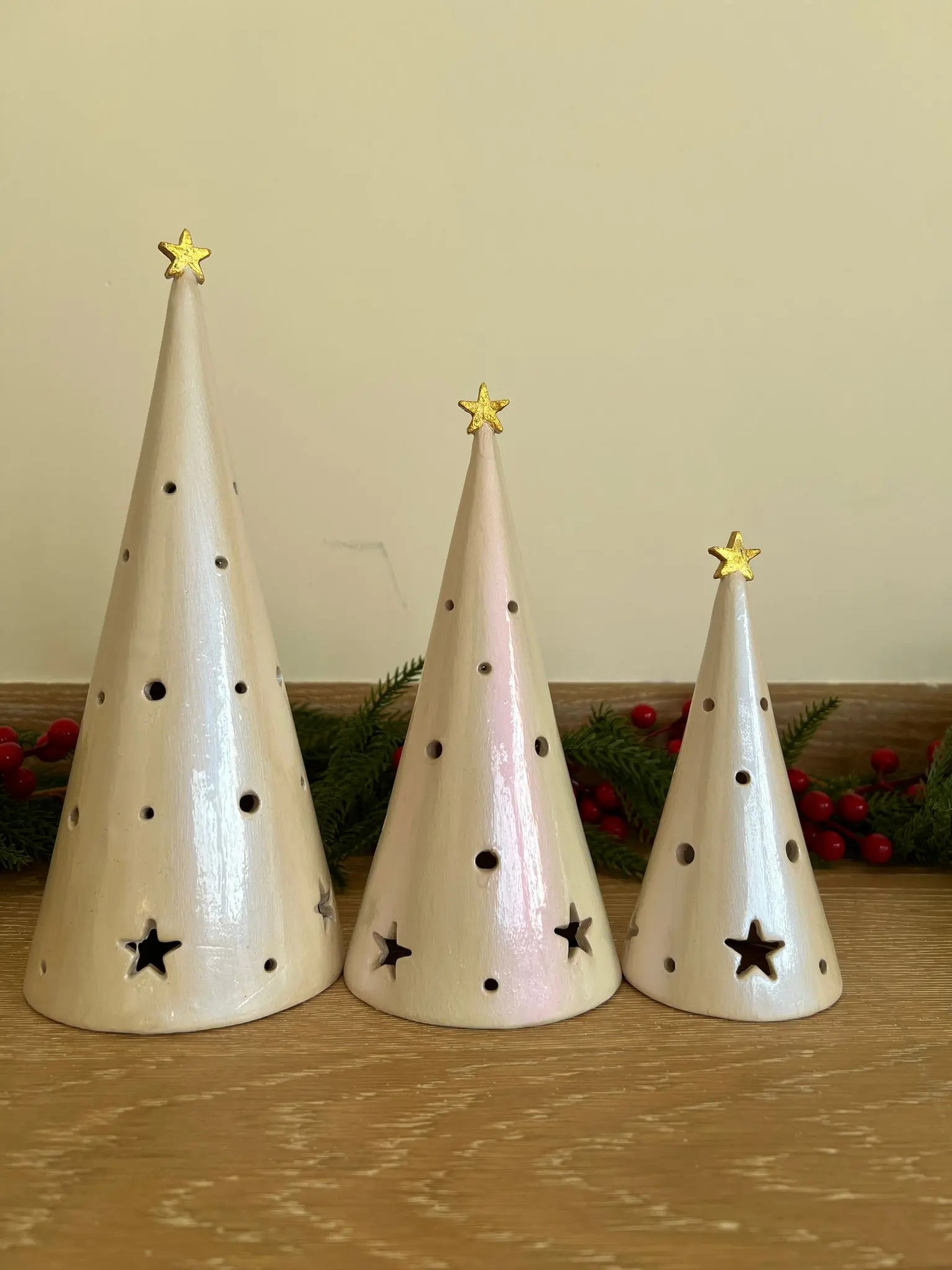 Conical Tree Ceramic Candle Holder Handmade Multicolour 24cm Dea'rt İstanbul