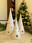 Conical Tree Ceramic Candle Holder Handmade Multicolour 24cm Dea'rt İstanbul